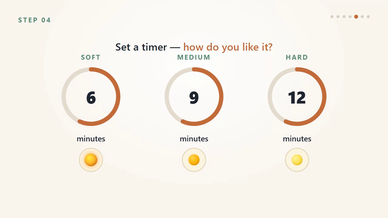 Make an instructional animation on how to boil an egg