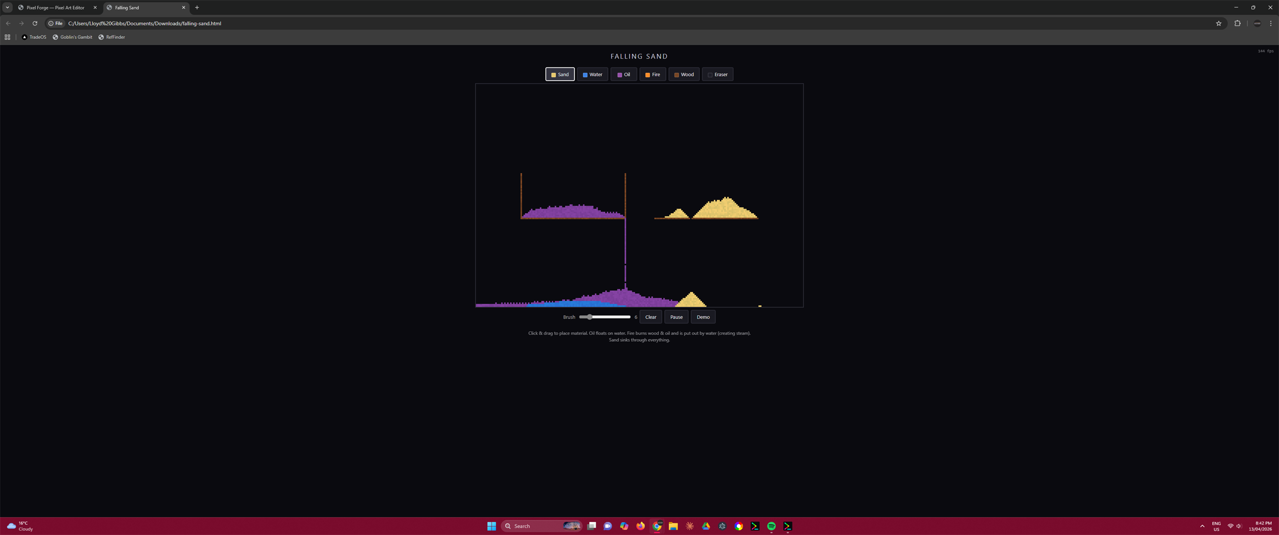 Create a pixel art editor with layers, custom color palettes, animation frames, and PNG export.